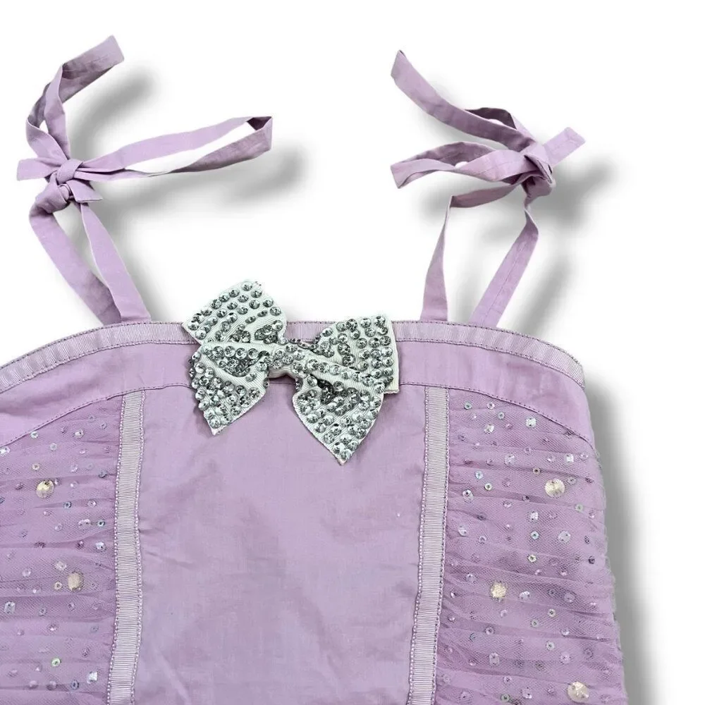 NWT! Tutu du Monde Lavender Purple Sequin Tulle Shorts Romper Onesie Size 8-9